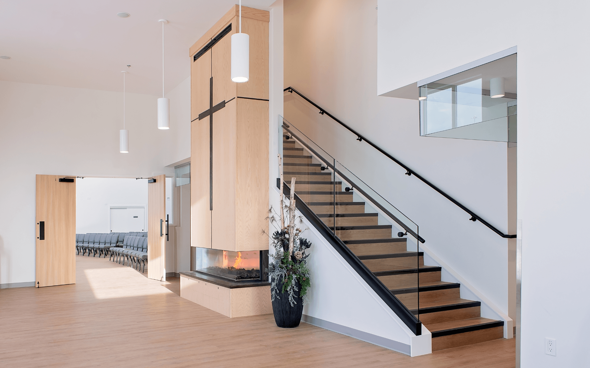 Ashton Construction Services - Trinity Bible Church - Canmore, Alberta - stairs Ashton Construction Services - Trinity Bible Church - Canmore, Alberta - stairs